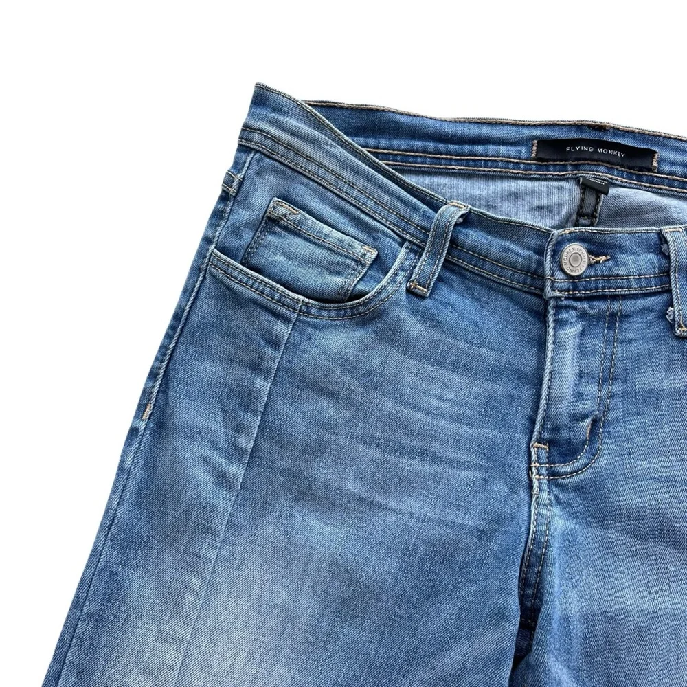 Flying Monkey Women’s 27 Light Wash Denim Front Seam Low Rise Ankle Skinny Jeans